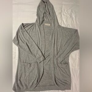 Lucky Brand gray cardigan with hood and pockets, size large, gray